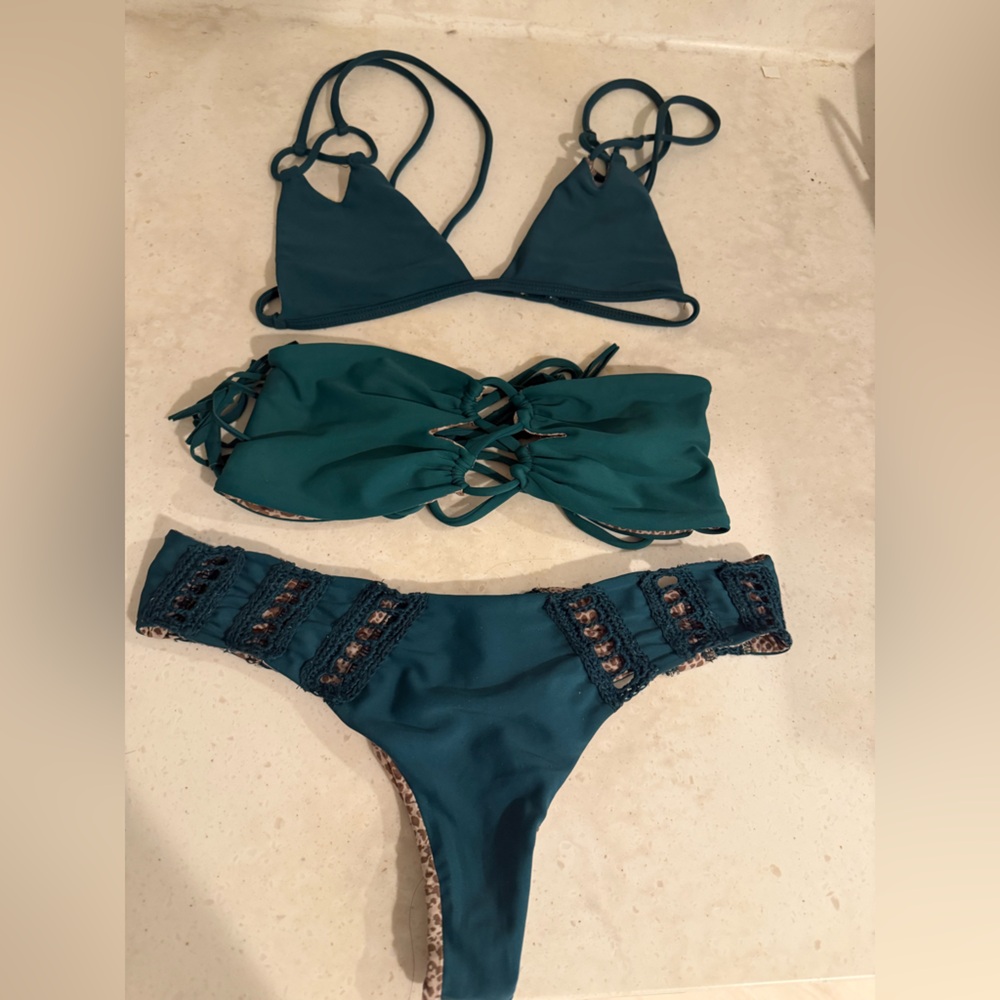 Acacia Swimwear Moss Green Bikini with Crochet
